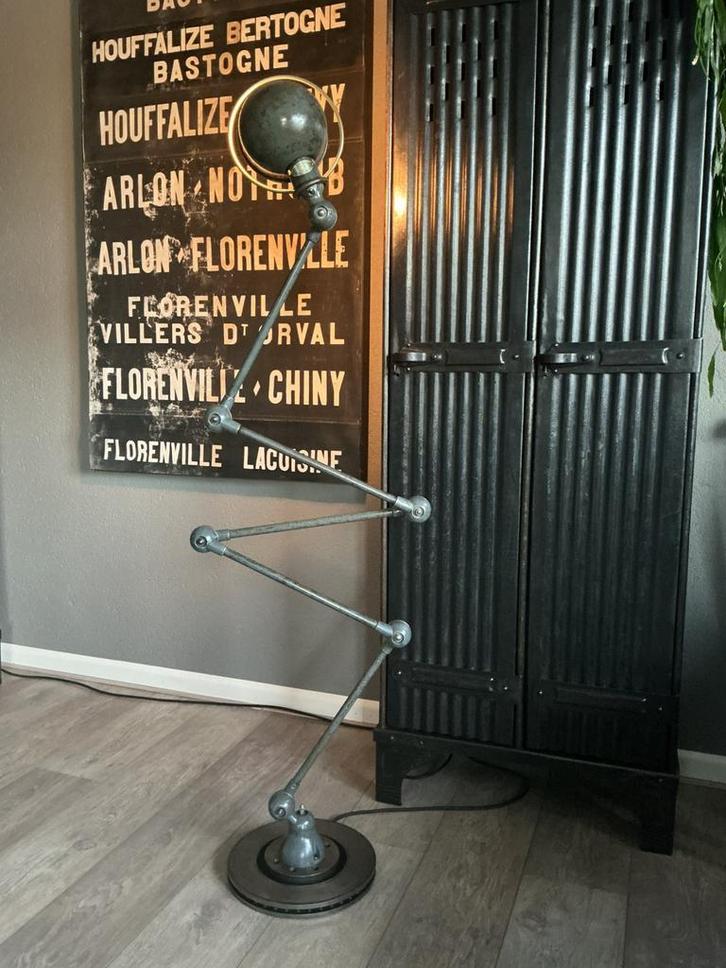 Jieldé lamp, 5 armen, industrieel, vloerlamp, staande lamp., Antiek en Kunst, Antiek | Lampen, Ophalen