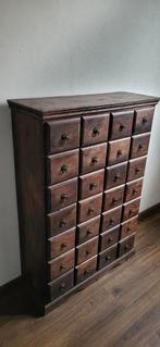 Prachtig koloniaal lade/apothekerskastje van massief hout., Ophalen, Gebruikt, 5 laden of meer, 100 tot 150 cm