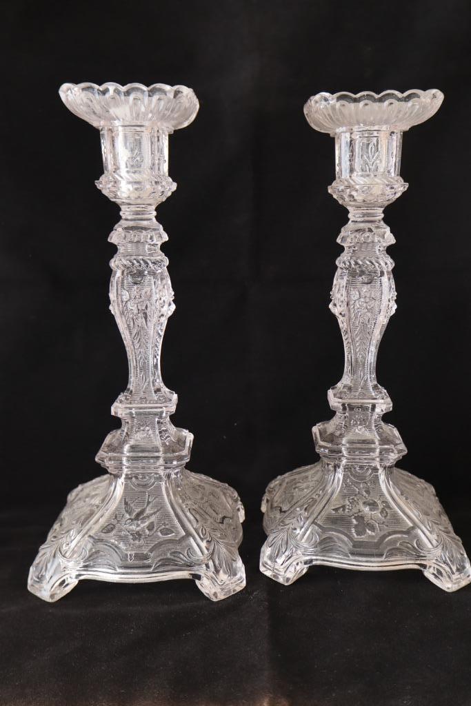 Antieke Franse kandelaars "Portieux-Vallerysthal", Antiek en Kunst, Antiek | Glas en Kristal, Ophalen of Verzenden