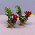Set van 2 glazen hanen – handgemaakt Murano stijl, Ophalen of Verzenden, Zo goed als nieuw, Dier