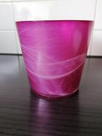 Roze met wit gevlamde glazen bloempot, Overige materialen, Balkon, Rond, Ophalen of Verzenden