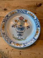 Delfs aardewerk bord  polychroom faience antiek gemerkt, Ophalen of Verzenden