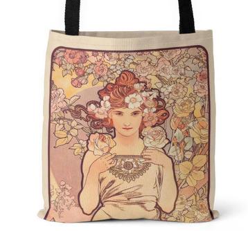 Alphonse Mucha Art Nouveau Canvas Tas Shopper