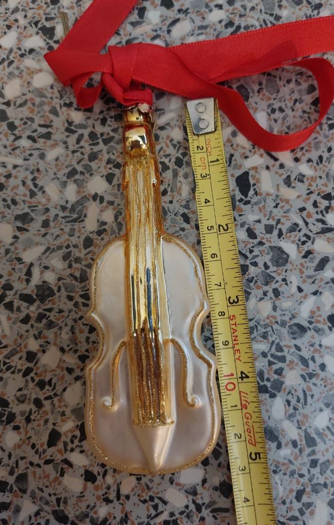 Kerstbal Kerstornament viool ivoor / wit, Diversen, Kerst, Zo goed als nieuw, Ophalen of Verzenden