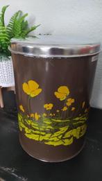 Vintage blik Brabantia bruin gele bloemen groot, Verzamelen, Blikken, Ophalen of Verzenden, Gebruikt, Overige, Overige merken