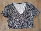 Shein overslag topje, zwart wit gebloemd, maat S EU 36, Zwart, Ophalen of Verzenden, Zo goed als nieuw, Korte mouw