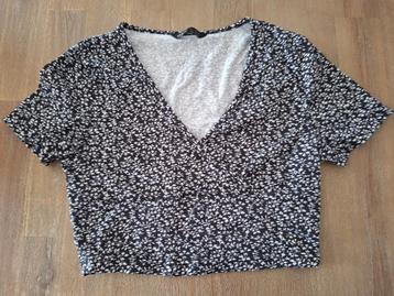 Shein overslag topje, zwart wit gebloemd, maat S EU 36 beschikbaar voor biedingen