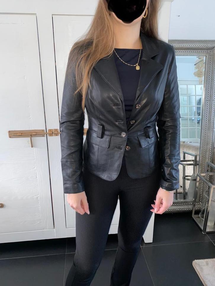 Prachtig soepel zwart ledere colbert Jacket MARK 38 like new, Kleding | Dames, Jasjes, Kostuums en Pakken, Zo goed als nieuw, Jasje