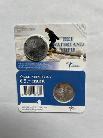 2010 zwaar verzilverde 5 euro munt Het Waterland vijfje