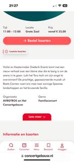 Concertgebouw familieconcert Carmen 4 kaartjes, Tickets en Kaartjes, April, Twee personen