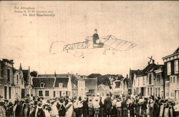 Sint Maartensdijk - Aeroplaan - markt, Verzamelen, Ansichtkaarten | Nederland, Gelopen, Zeeland, Voor 1920, Ophalen of Verzenden
