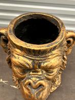 Bronskleurige decoratieve grote apenhoofdbloempot, Rond, Div, Ophalen of Verzenden, Div