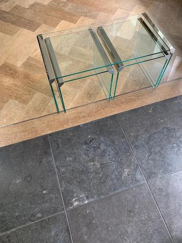 Galotti & Radice design glazen salontafelset 3 stuks 1970 beschikbaar voor biedingen