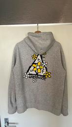 Huf hoodie lichtgrijs M flowers, Kleding | Heren, Truien en Vesten, Gedragen, Grijs, Maat 48/50 (M), Ophalen of Verzenden