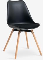 4x JYSK Eetkamerstoel KASTRUP zwart/naturel eiken, Ophalen, Zwart, Zo goed als nieuw, Nordic