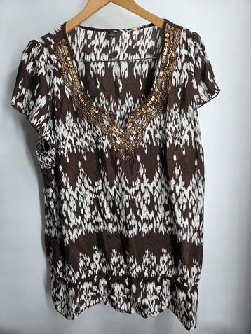 MS Mode Blouse Maat 52 - Bruin/Wit beschikbaar voor biedingen