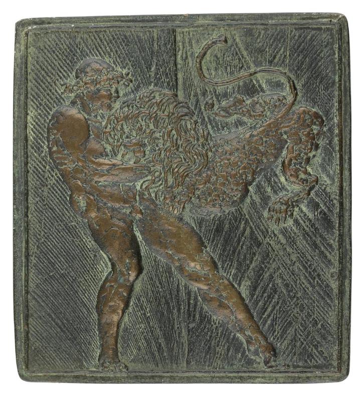 RELIËF 1985 Adri van Rooijen : Gilgamesj en de Leeuw, Postzegels en Munten, Penningen en Medailles, Brons, Nederland, Verzenden