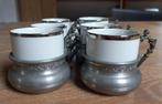 Espresso set Weidmann porselein met tinnen houders @DOC61, Ophalen of Verzenden