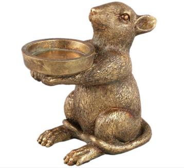 PTMD Kandelaar Miro muis - 12x6x13 cm - Polyester - Goud beschikbaar voor biedingen