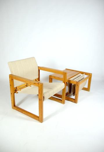 Vintage Karin Mobring Safari fauteuil en magazine tafel 1970 beschikbaar voor biedingen