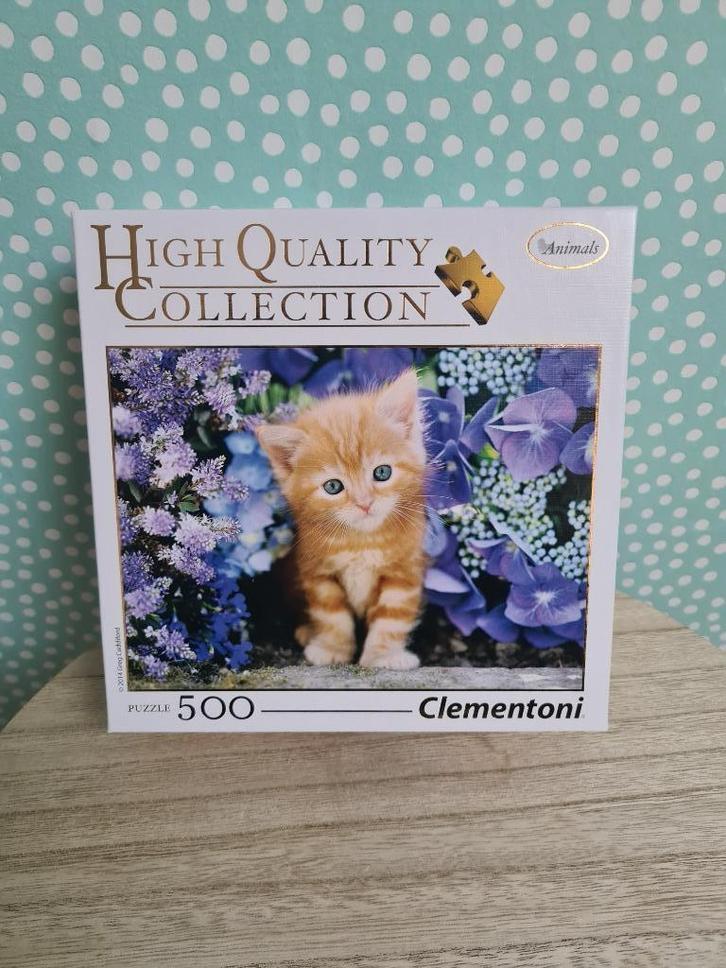 Puzzel 500 stukjes Clementoni Ginger cat of flowers, Hobby en Vrije tijd, Denksport en Puzzels, Zo goed als nieuw, Legpuzzel, 500 t/m 1500 stukjes