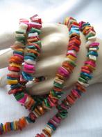 Ketting Lang Parelmoer Vierkanten Schelpkralen Multi Colours, Sieraden, Tassen en Uiterlijk, Antieke sieraden, Ophalen of Verzenden