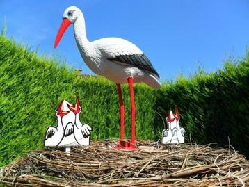 3d ooievaar met kleine ooievaartjes op nest, geen borg. beschikbaar voor biedingen