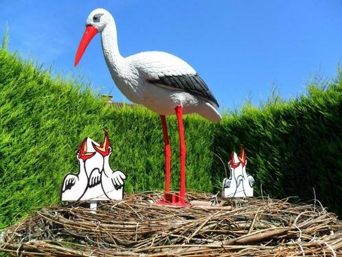 3d ooievaar met kleine ooievaartjes op nest, geen borg., Kinderen en Baby's, Kraamcadeaus en Geboorteborden, Nieuw, Geboortebord
