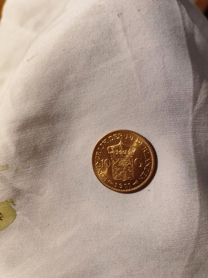 Gouden munt: 10 gulden Wilhelmina 1911, Postzegels en Munten, Munten | Europa | Euromunten, Overige waardes, Overige landen, Goud