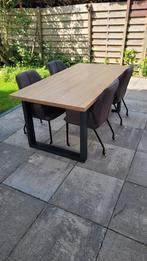 Eettafel met 4 stoelen, Ophalen, 50 tot 100 cm, Zo goed als nieuw, Vijf personen of meer