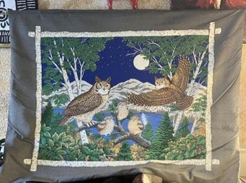 Tweezijdig wandkleed met sneeuwluipaarden en uilen beschikbaar voor biedingen