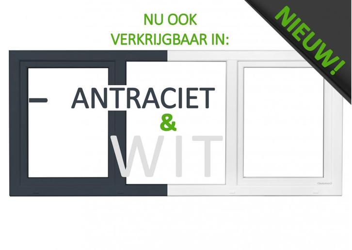 Kunststof Draaikiep vast draaikiep antraciet 200 X 110, Doe-het-zelf en Verbouw, Kozijnen en Schuifpuien, Nieuw, Kunststof, Inclusief glas