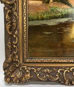 745. Olieverfschilderij, J. Huijzer – dorpsgezicht, ca. 1920, Antiek en Kunst, Kunst | Schilderijen | Klassiek, Ophalen of Verzenden