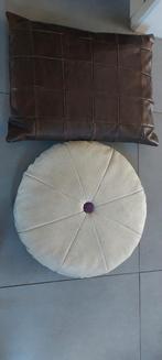 Vintage Retro Kussens Leer Sierkussen, Huis en Inrichting, Woonaccessoires | Kussens, Ophalen, Gebruikt, Bruin, Vierkant