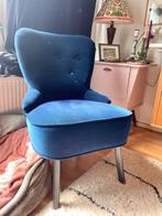 IKEA blauwe fluwelen stoel fauteuil fluweel Remstra velours, Remstra, Minder dan 75 cm, Gebruikt, Hout