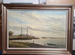 Schilderij rivier gezicht , gesigneerd, puntgaaf, Ophalen of Verzenden