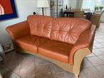 Lloyd Loom 3 persoons zitbank cognac riet, Ophalen, Gebruikt, Driepersoons, Rechte bank