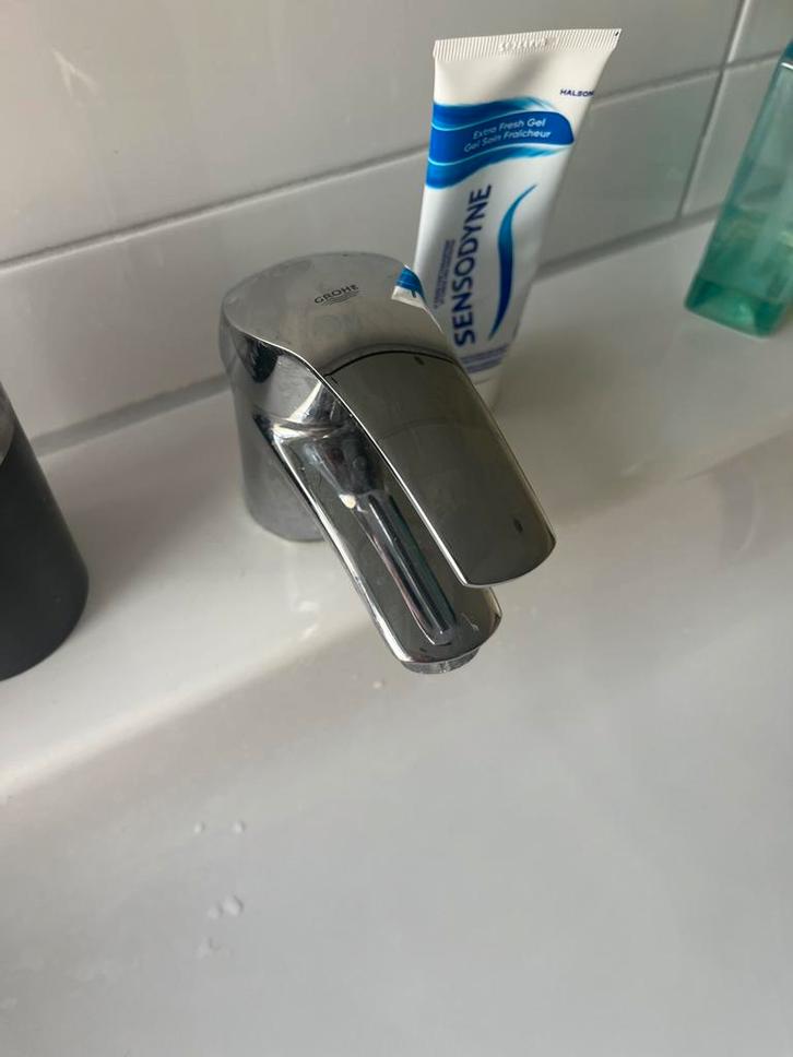 Grohe wastafelkraan te koop rvs/chroom - Nette Staat, Huis en Inrichting, Badkamer | Complete badkamers, Gebruikt, Ophalen of Verzenden