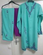 Maat M 3 delige pak indiase kameez salwar sjaal turquoise, Kleding | Dames, Maat 38/40 (M), Overige typen, Blauw, Ophalen of Verzenden