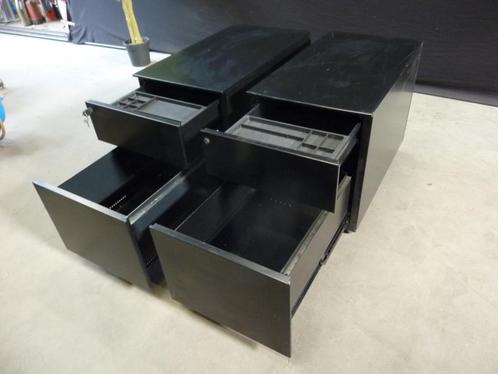 2 stuks stalen Ladeblok / ladekast verrijdbaar zwart, Huis en Inrichting, Kasten | Ladekasten, Gebruikt, Minder dan 100 cm, Minder dan 50 cm
