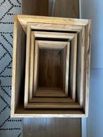 Houten wandkasten setje van vier. Past in elkaar., Huis en Inrichting, Kasten | Wandmeubels, Ophalen, Gebruikt, Minder dan 150 cm