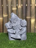 Japanse kinderen met Koi, Tuin en Terras, Ophalen, Nieuw, Beton, Mensenbeeld