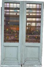 Set openslaande glas in lood deuren jugendstil 224x140cm., Ophalen