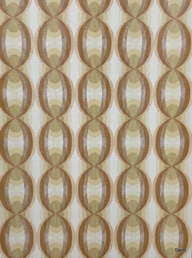 14071 retro ovaal behang in bruin en beige vintage Swiet, Huis en Inrichting, Stoffering | Behang, Beige, Bruin, Verzenden