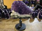 Amethist cluster op metalen standaard (53), Ophalen of Verzenden, Mineraal