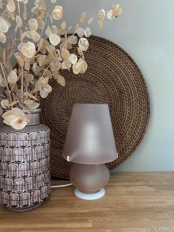 Roze verti murano lamp tafellamp dubbellamp vintage, Huis en Inrichting, Lampen | Tafellampen, Zo goed als nieuw, Minder dan 50 cm