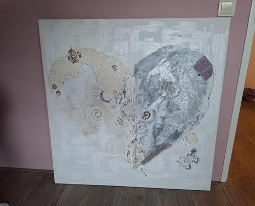 Canvas doek schilderij groot hart, Huis en Inrichting, Woonaccessoires | Schilderijen, Tekeningen en Foto's, Zo goed als nieuw