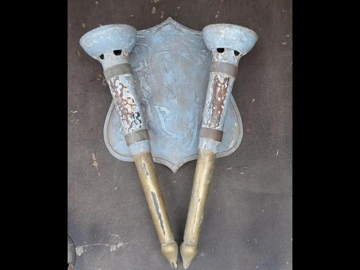 Oud Frans Wapenbord met Kandelaars, Antiek en Kunst, Antiek | Woonaccessoires, Ophalen of Verzenden