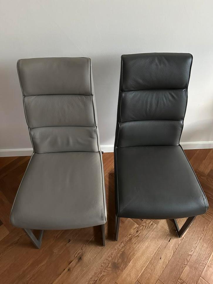 Xooon Jascha eetkamerstoel 6x, Huis en Inrichting, Stoelen, Zo goed als nieuw, Vijf, Zes of meer stoelen, Leer, Grijs, Ophalen