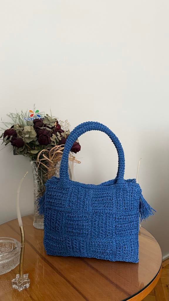 Handgemaakte blauwe tas, Ophalen, Nieuw, Blauw, Handtas